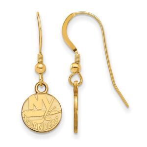 SS 14k Yellow Gold Plated NHL New York Islanders XS Dangle Earrings